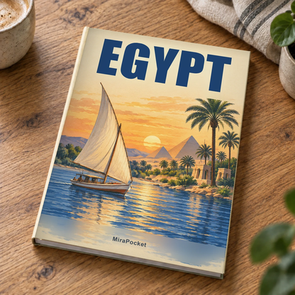 Personalized Egypt travel photo book on a table