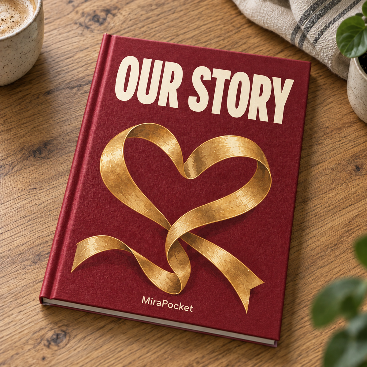 Livre photo personnalisé Our Story MiraPocket posé sur une table